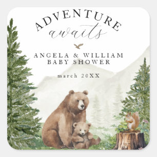 Adventure Awaits Gender Neutral Baby Shower Square Sticker