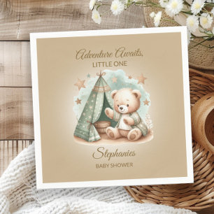 Adventure Awaits Gender Neutral Bear Baby Napkins