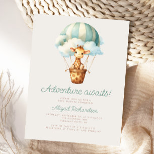 Adventure Awaits Giraffe Balloon Baby Shower Postcard