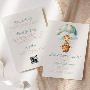 Adventure Awaits Giraffe QR Code Baby Shower Invitation