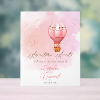 Adventure Awaits Girl Baby Shower Welcome Sign