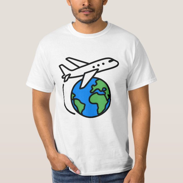 Adventure Awaits Globe Airplane Travel T-Shirt (Front)
