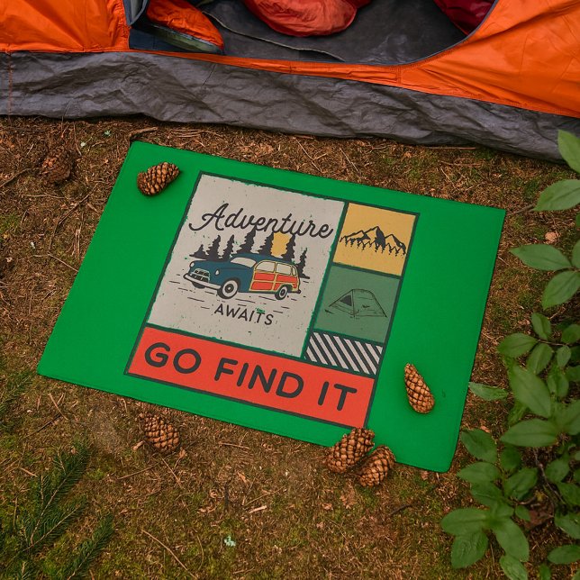 Adventure Awaits Go Find It Retro Camping Travel   Doormat (Creator Uploaded)