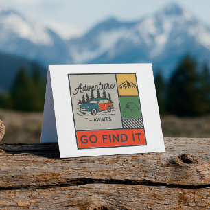 Adventure Awaits Go Find It Retro Camping Travel Letterpress Thank You Card