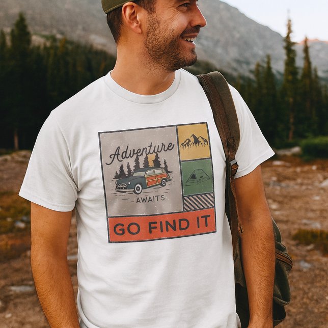 Adventure Awaits Go Find It Retro Camping Travel  T-Shirt (Creator Uploaded)