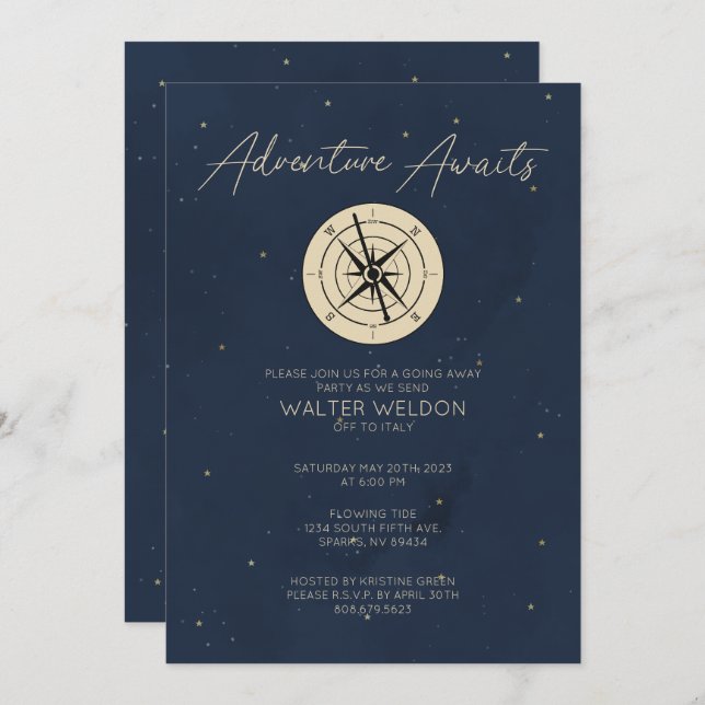 Adventure Awaits Going Away Party Invitation (Front/Back)