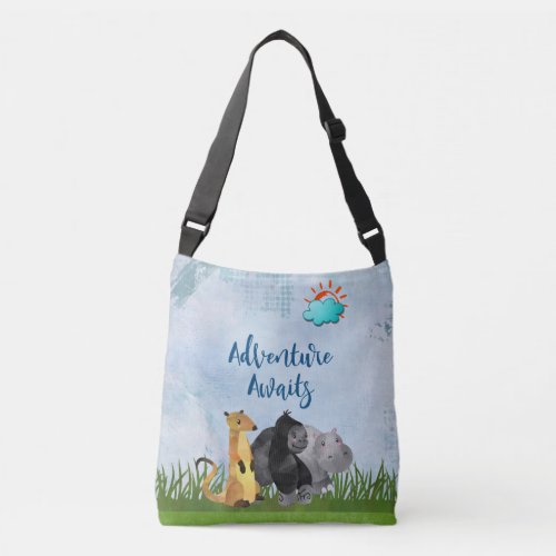 Adventure Awaits _ Gorilla Hippo and Meerkat Crossbody Bag