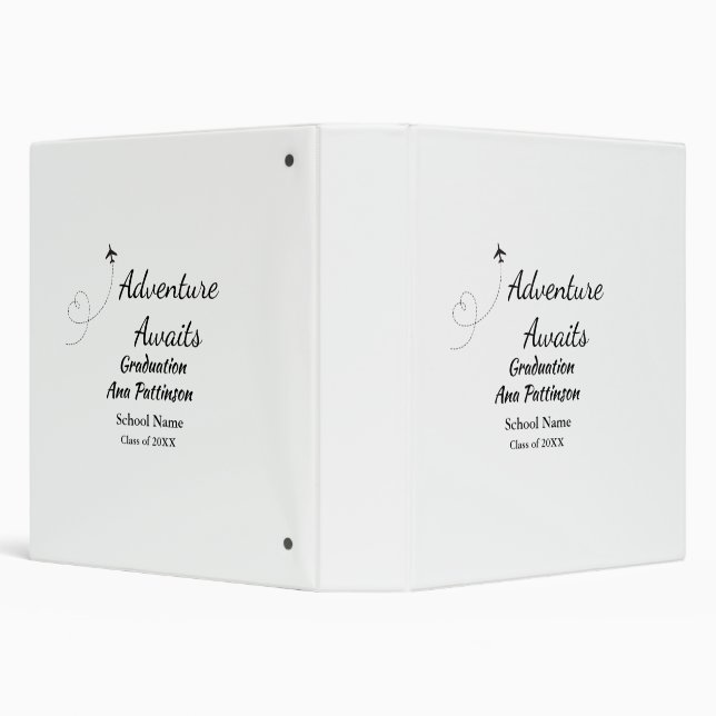 Adventure awaits graduation add name school year 3 ring binder (Background)