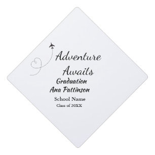 Adventure awaits graduation add name school year graduation cap topper