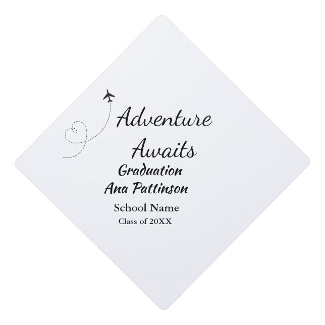 Adventure awaits graduation add name school year graduation cap topper (Front)