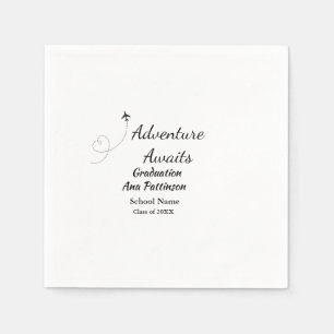 Adventure awaits graduation add name school year napkins