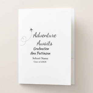 Adventure awaits graduation add name school year pocket folder