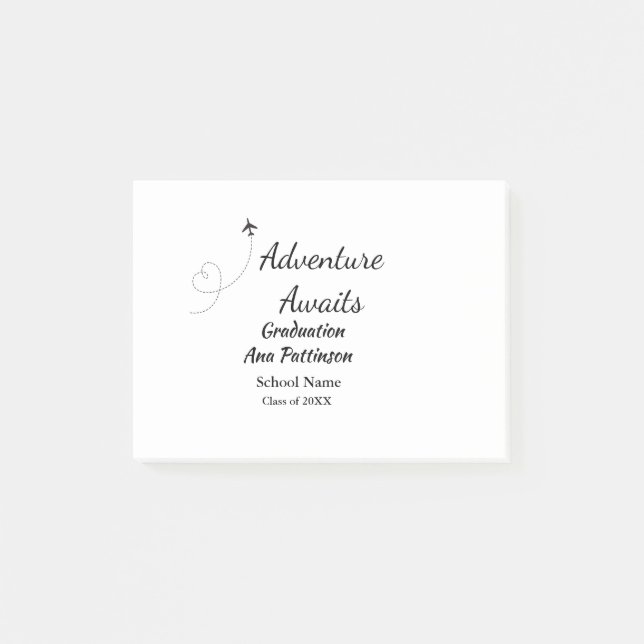 Adventure awaits graduation add name school year post-it notes (Front)