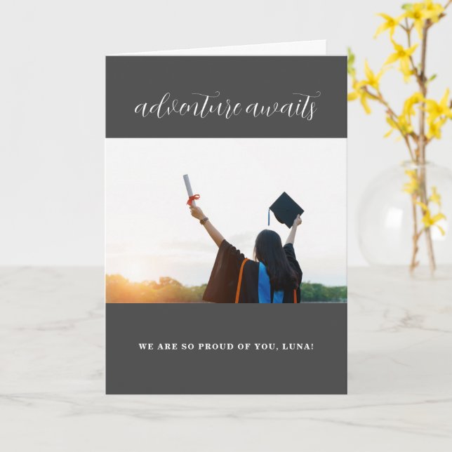 Adventure Awaits Graduation Card (Yellow Flower)