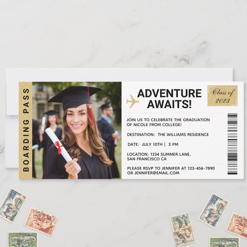 Adventure Awaits Graduation Invitations Ticket