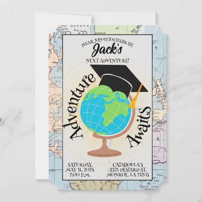 Adventure Awaits Graduation Party Invitation (Front)