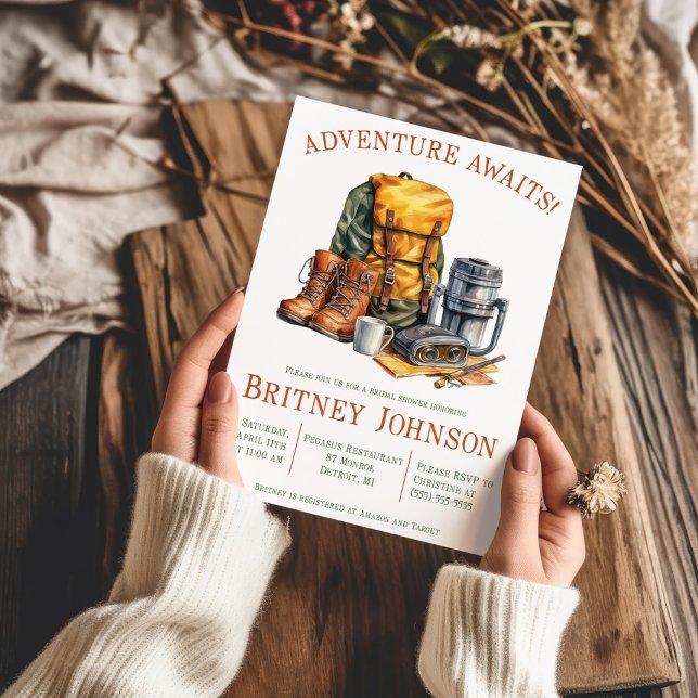 Adventure Awaits! Hiking, Camping, Bridal Shower Invitation (Creator Uploaded)