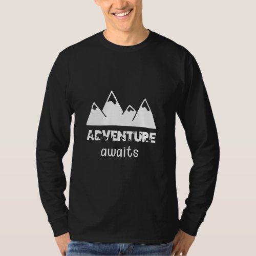 Adventure Awaits Hiking Camping Trekking Mountain  T_Shirt