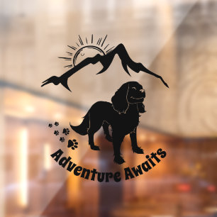 Adventure Awaits Hiking Cavalier Spaniel Window Cling