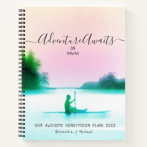 Adventure Awaits Honeymoon Romantic Pink Ocean Notebook