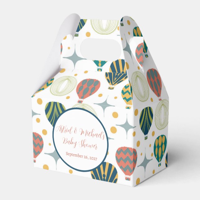 Adventure Awaits Hot Air Balloon Baby Shower Favor Boxes (Front Side)