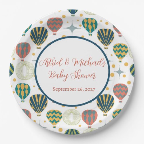 Adventure Awaits Hot Air Balloon Baby Shower Paper Plates