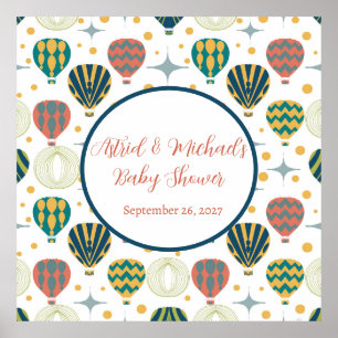 Adventure Awaits Hot Air Balloon Baby Shower Poster