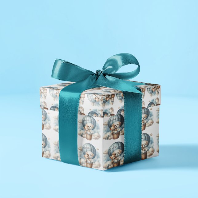 Adventure Awaits Hot Air Balloon Baby Shower Wrapping Paper (Creator Uploaded)