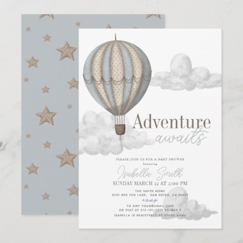 Adventure Awaits Hot Air Balloon Boy Baby Shower