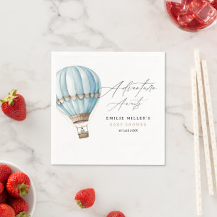 Adventure Awaits Hot Air Balloon Boy Baby Shower Napkins