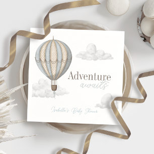 Adventure Awaits Hot Air Balloon Boy Baby Shower Napkins