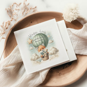 Adventure Awaits Hot Air Balloon Fox Baby Shower Napkins