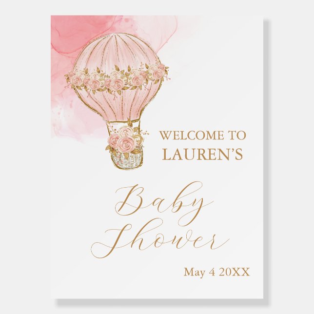 Adventure Awaits Hot Air Balloon Girl Baby Shower Foam Board (Front)