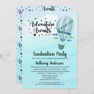 Adventure Awaits Hot Air Balloon Graduation Party Invitation