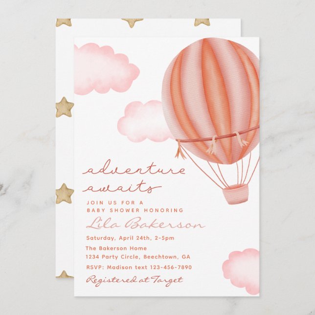 Adventure Awaits Hot Air Balloon Invitation (Front/Back)