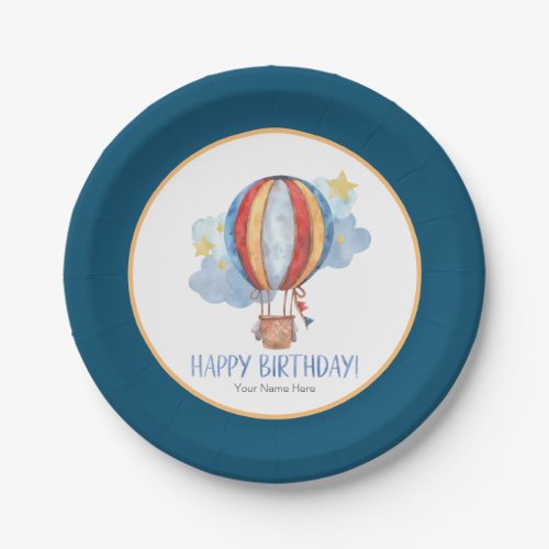 Adventure Awaits Hot Air Balloon Kids Birthday Paper Plates