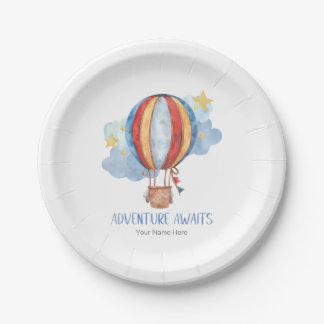Adventure Awaits Hot Air Balloon Kids Birthday Paper Plates