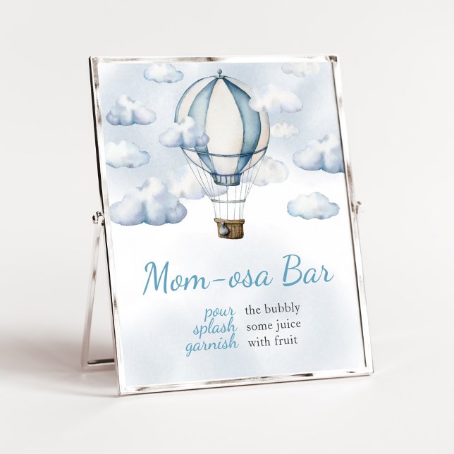 Adventure Awaits Hot Air Balloon Mom Osa Bar Poster (Adventure Awaits Baby Shower  Mom Osa Bar Sign)