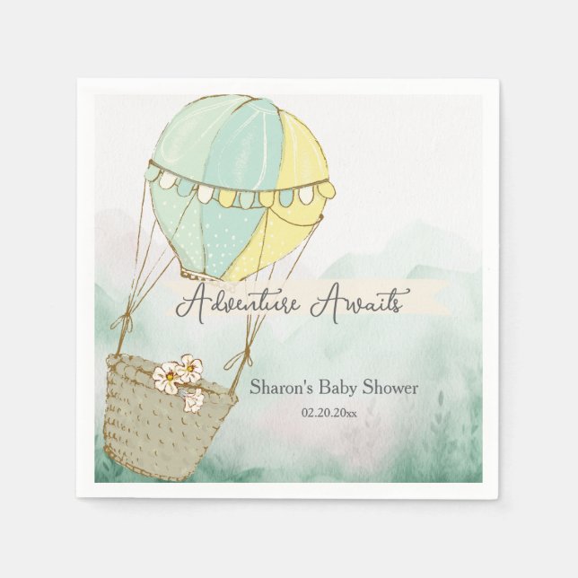 Adventure Awaits Hot Air Balloon Napkins (Front)
