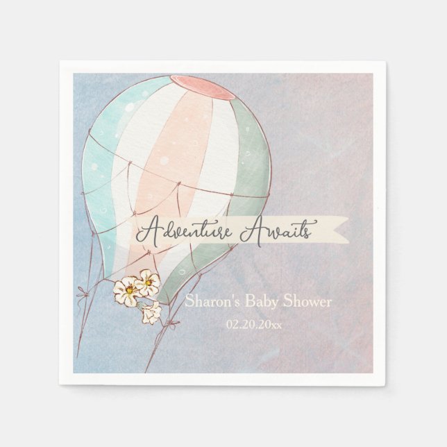 Adventure Awaits Hot Air Balloon Napkins (Front)