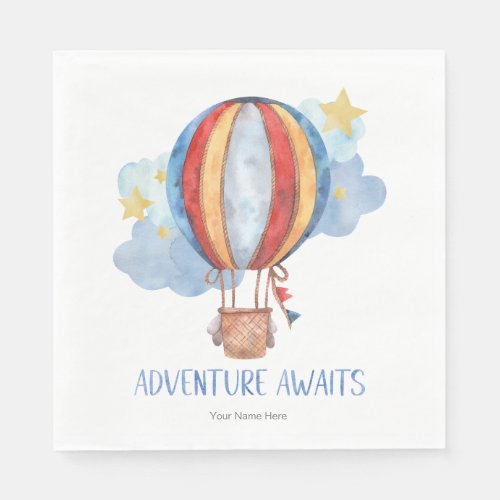 Adventure Awaits Hot Air Balloon Nursery Baby Kids Napkins