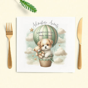 Adventure Awaits Hot Air Balloon Puppy Baby Shower Napkins