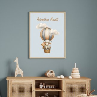 Adventure Awaits Hot Air Balloon With Lamb & Teddy