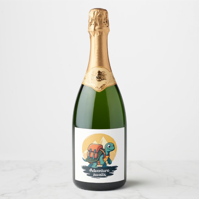 Adventure Awaits is Hiking Adventures is Outdoor A Sparkling Wine Label (Front)