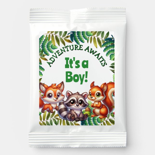 Adventure Awaits It's a Boy Baby Shower Lemonade Drink Mix (Front)