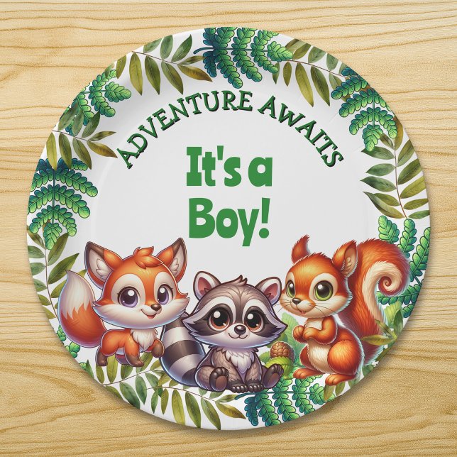 Adventure Awaits It's a Boy Baby Shower Paper Plates (Creator Uploaded)
