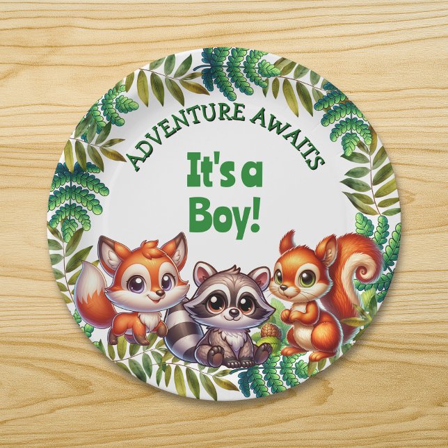 Adventure Awaits It's a Boy Baby Shower Paper Plates (Creator Uploaded)