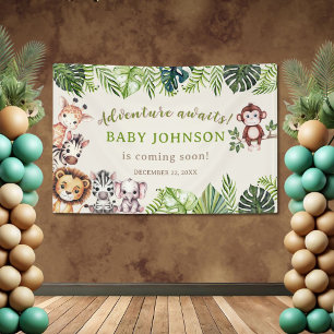 Adventure Awaits Jungle Safari Baby Shower Banner