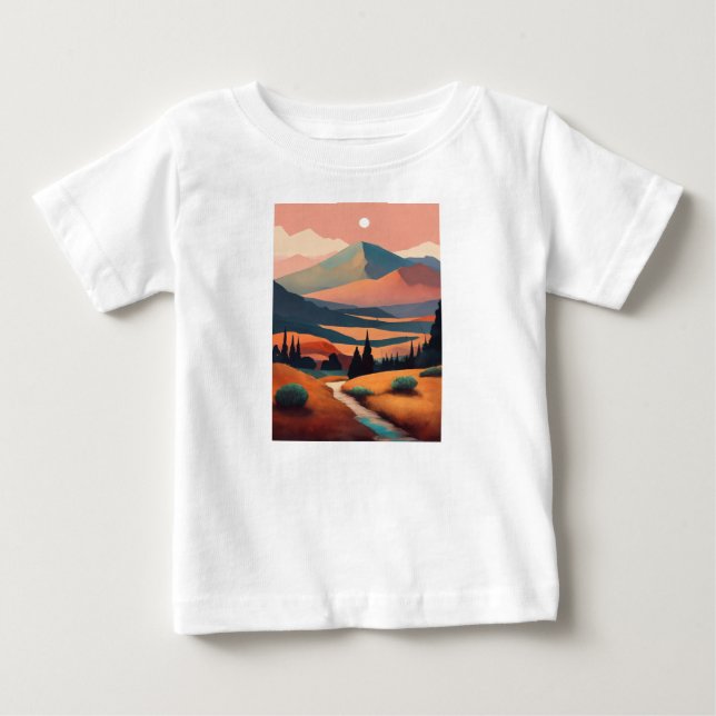 Adventure Awaits: Kids' T-Shirt with Mountain Land (Front)
