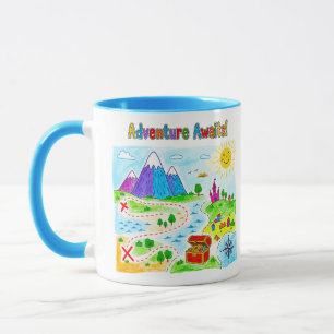 Adventure Awaits Kids Treasure Map Design Mug